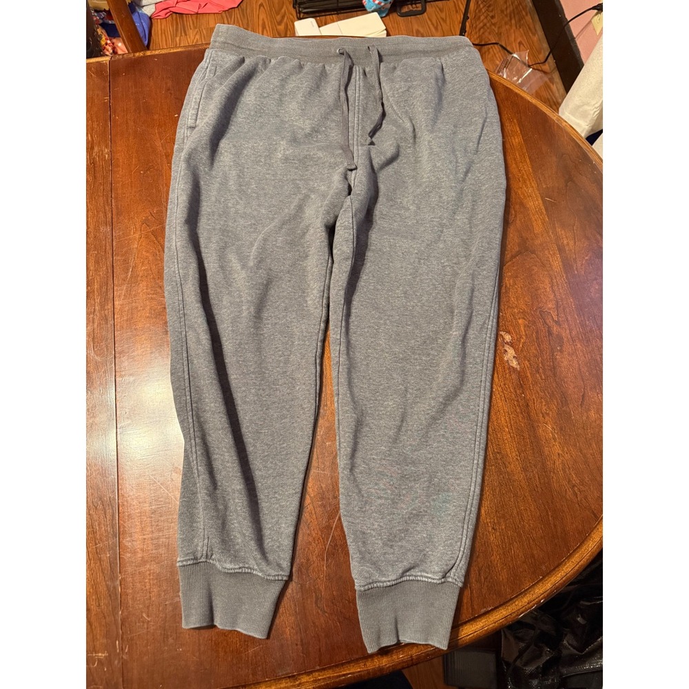 Eddie Bauer Mens XL Gray Fleece Joggers Sweatpants Drawstring Elastic Waist
